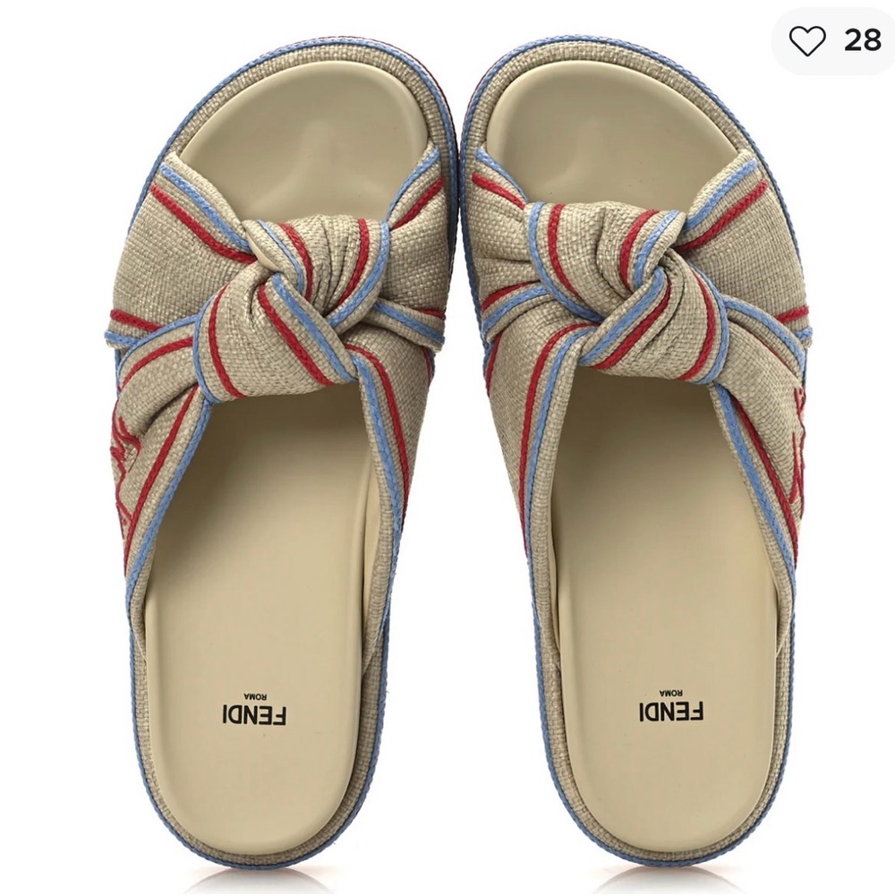 Fendi Women's Beige and Red Knotted Sandals - Picture 2 of 7